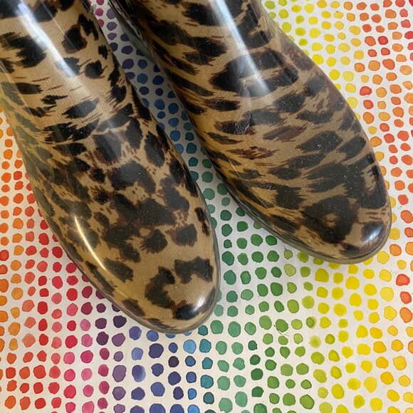J CREW Leopard Rain Boots Ankle Boots Booties 7 - Picture 3 of 7
